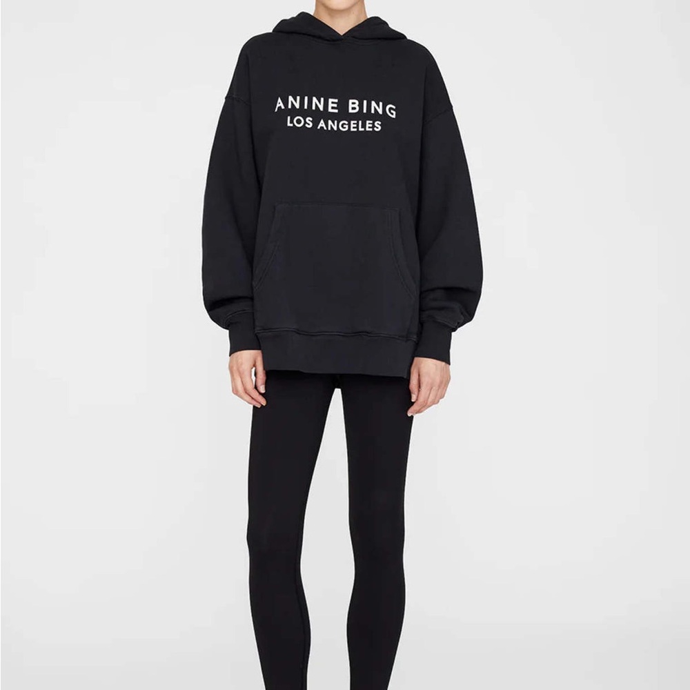 Anine Bing Black Logo Hoodie Sweatshirt